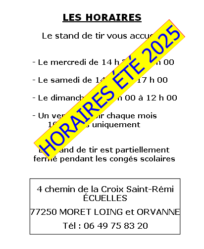 HORAIRES ÉTÉ 2025

